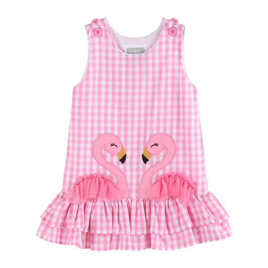 Flamingo Tulle Ruffle Dress