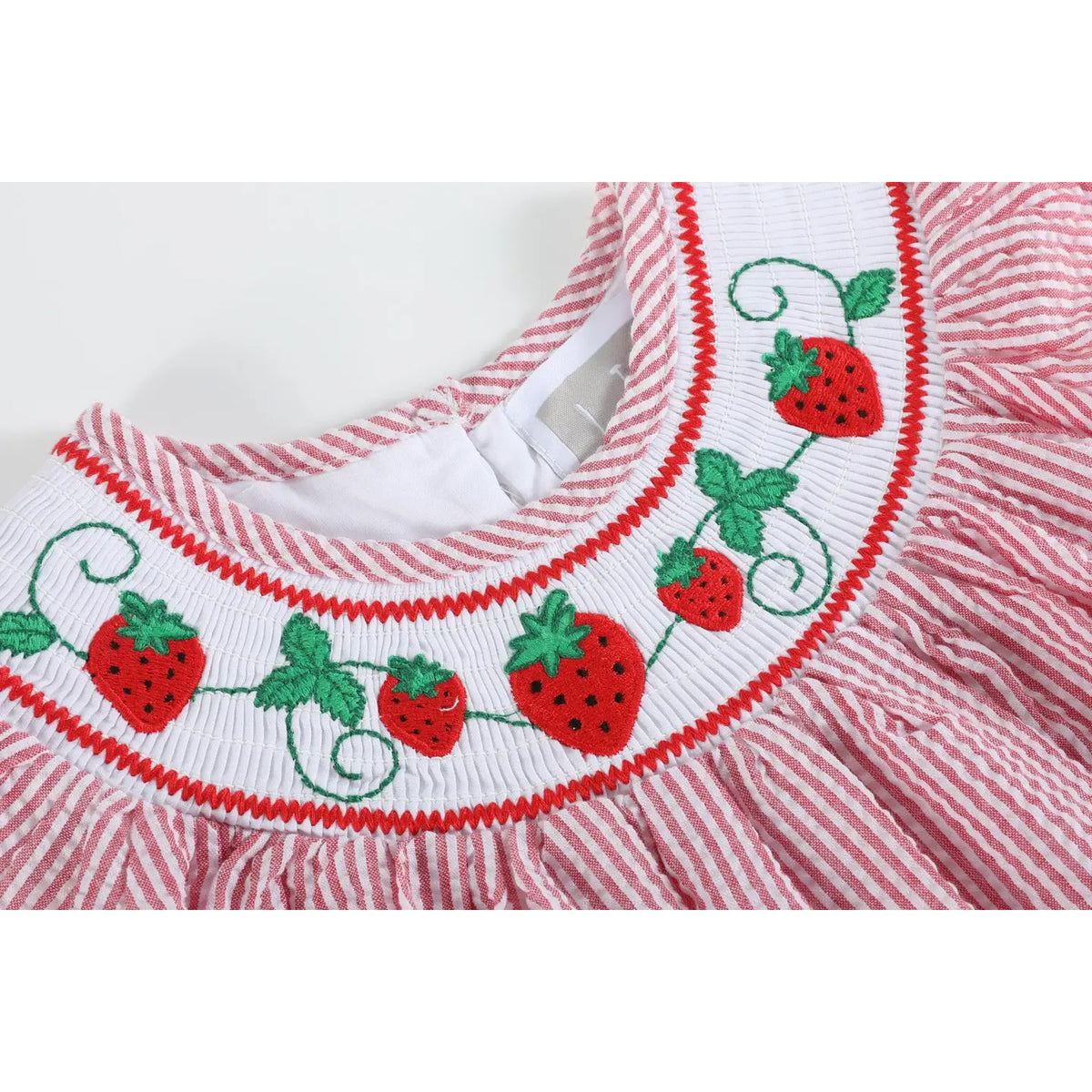 Seersucker Strawberry Smocked