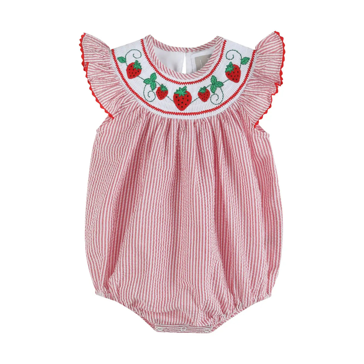 Seersucker Strawberry Smocked