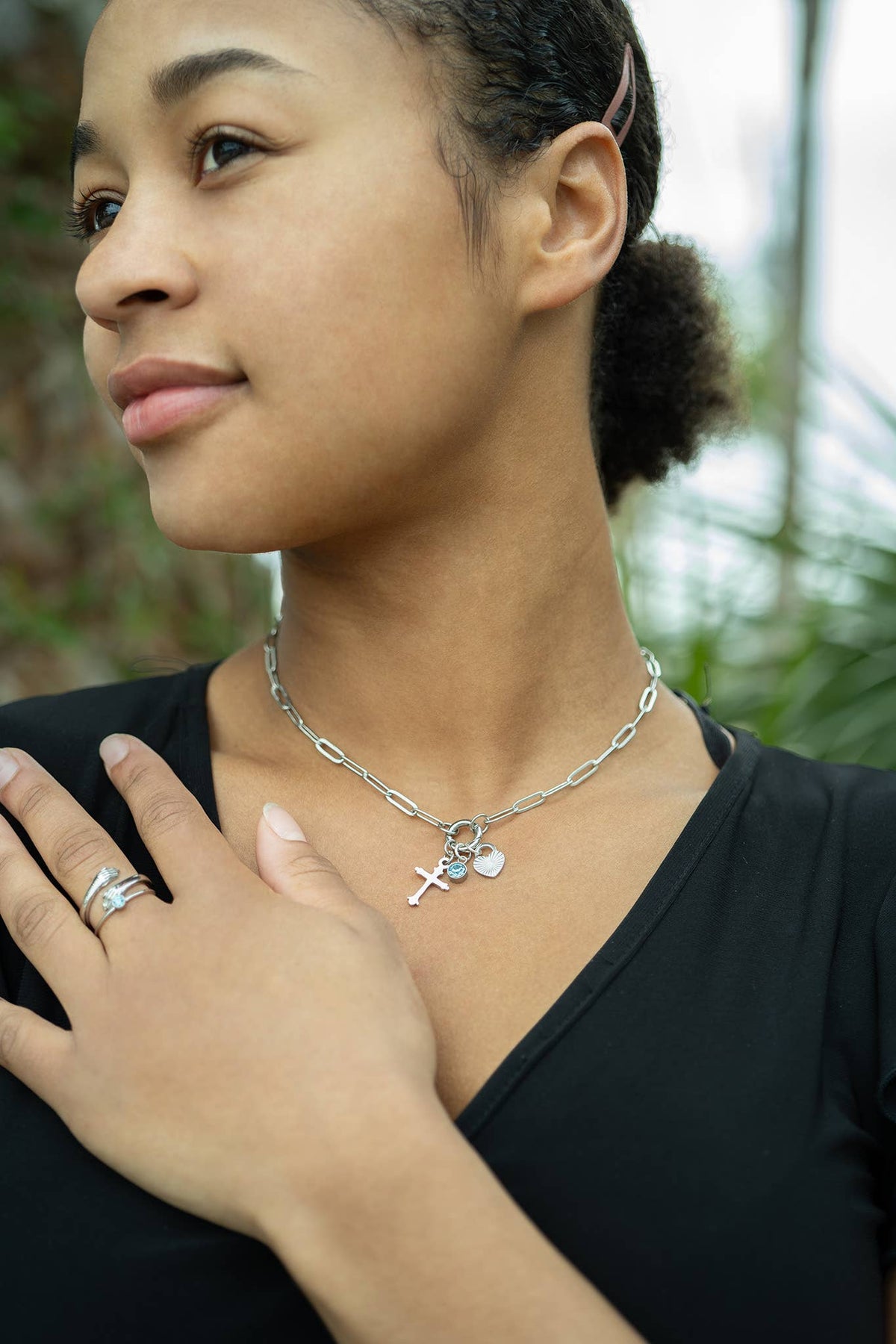 Paperclip Carabiner Charm Holder Necklace