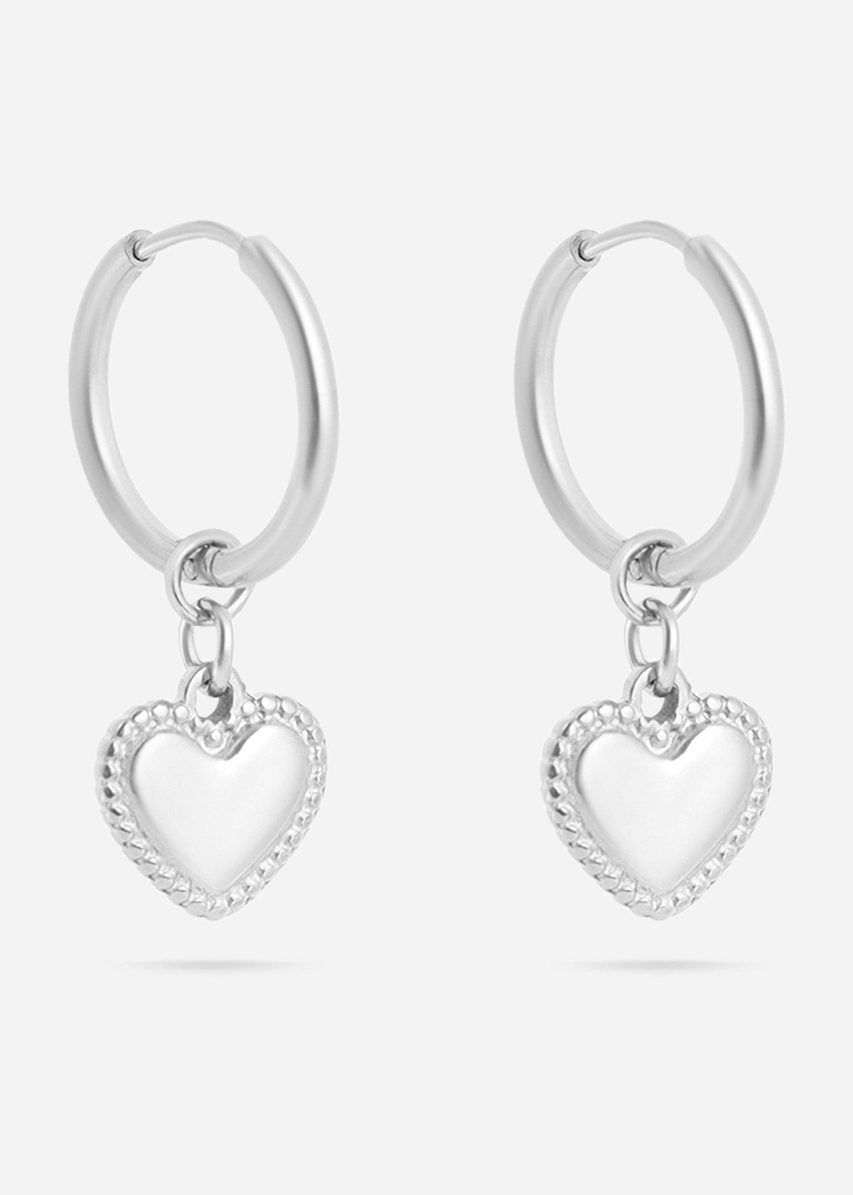Heart Pendant Hoop Earrings 18K Gold
