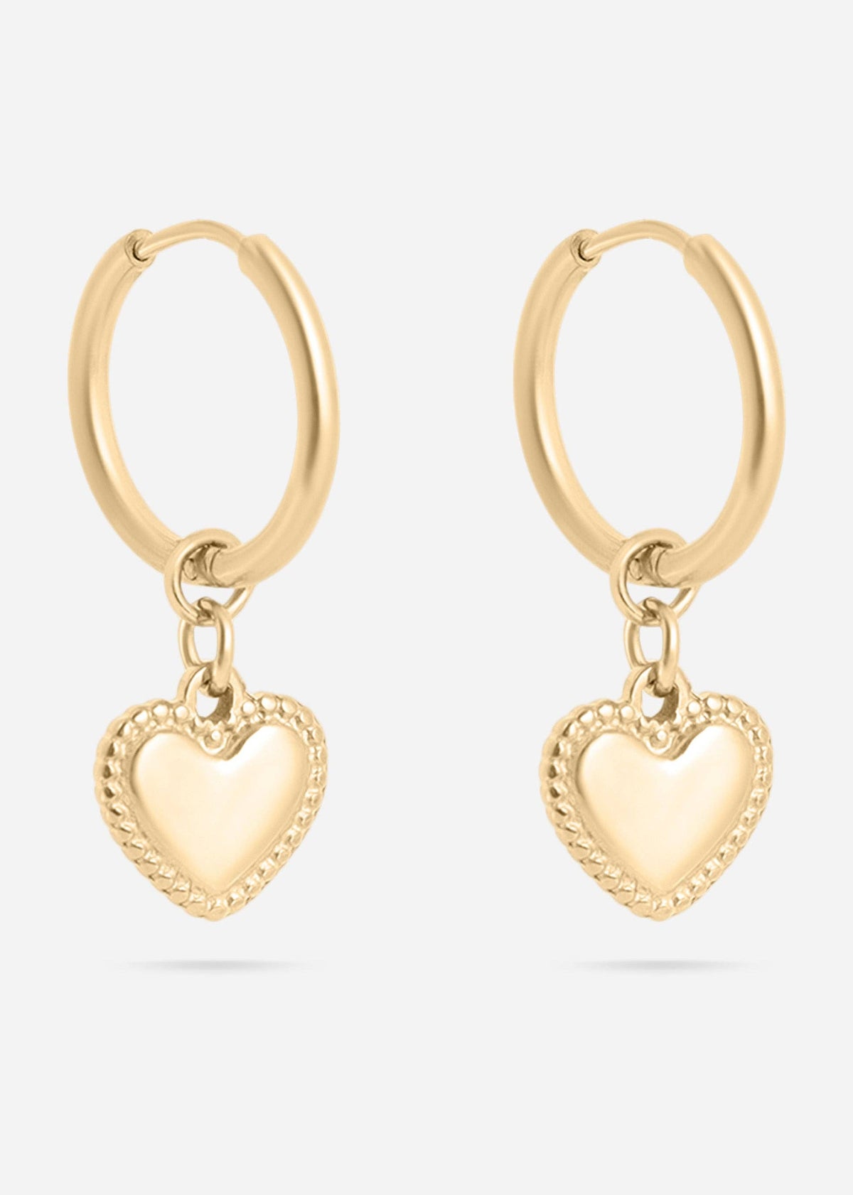 Heart Pendant Hoop Earrings 18K Gold