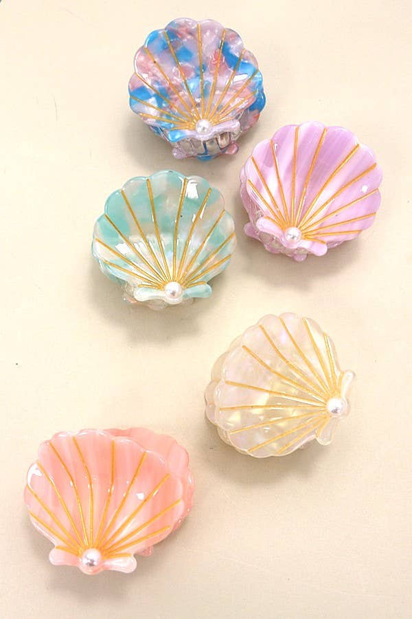 BEACH OCEAN CELLULOSE SEASHELL HAIR CLAW CLIPS | 40H782: Peach