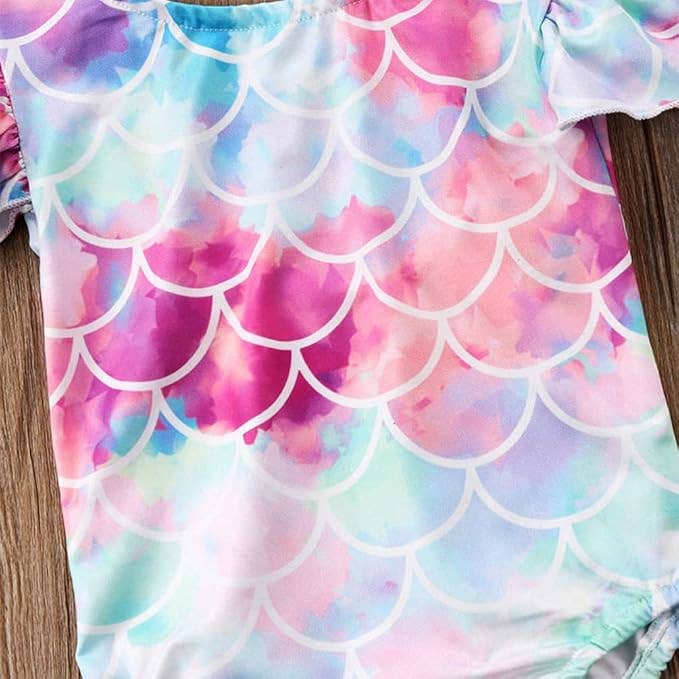 Mermaid Print Toddler Girl One-Piece Swimsuit: 2-3T