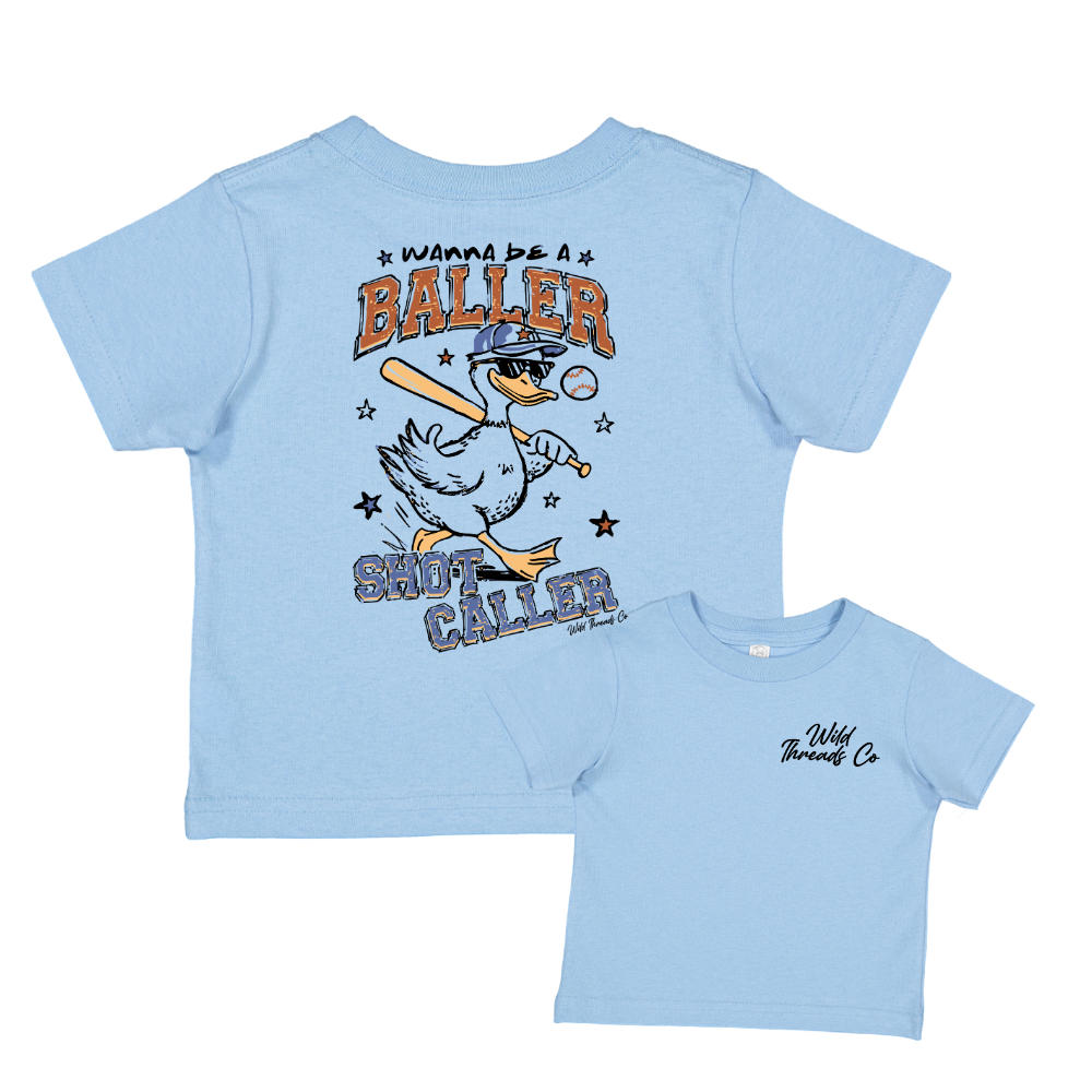 Wanna Be A Baller Tee: Natural / Youth L (14/16)