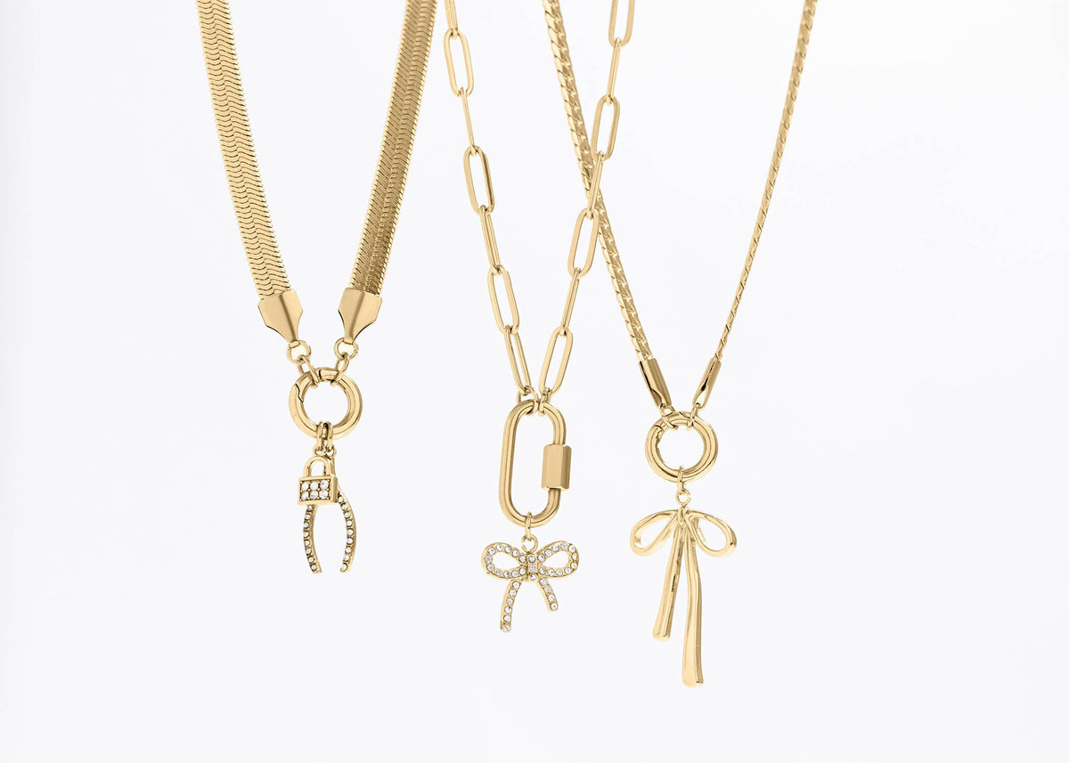 Paperclip Carabiner Necklace 18K PVD