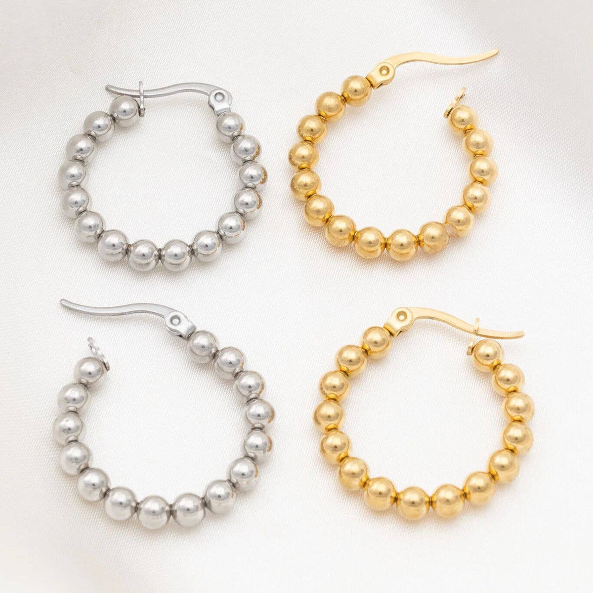 18K Gold PVD Ball Hoop Earrings