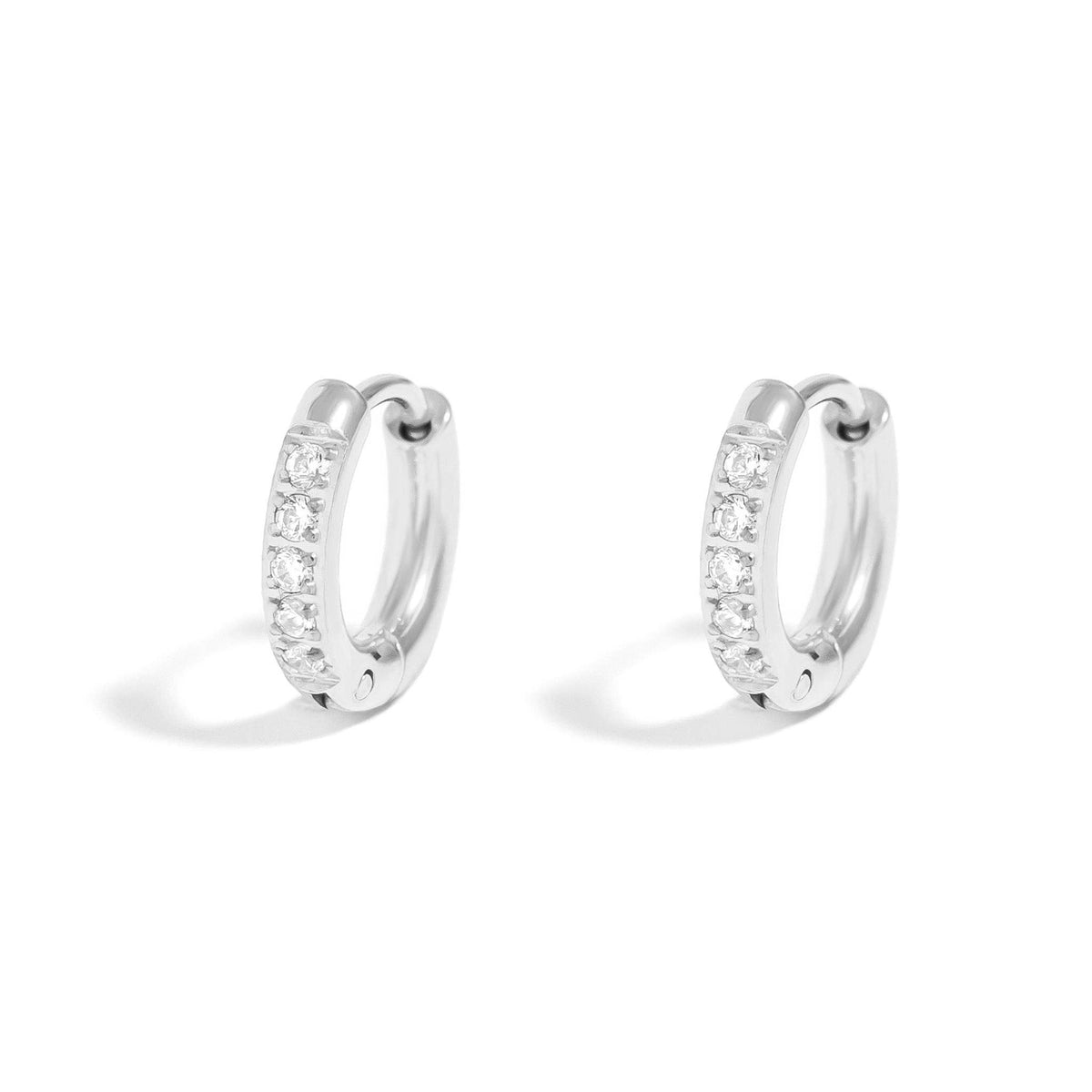 CZ Mini Huggie Earrings 18 Gold PVD