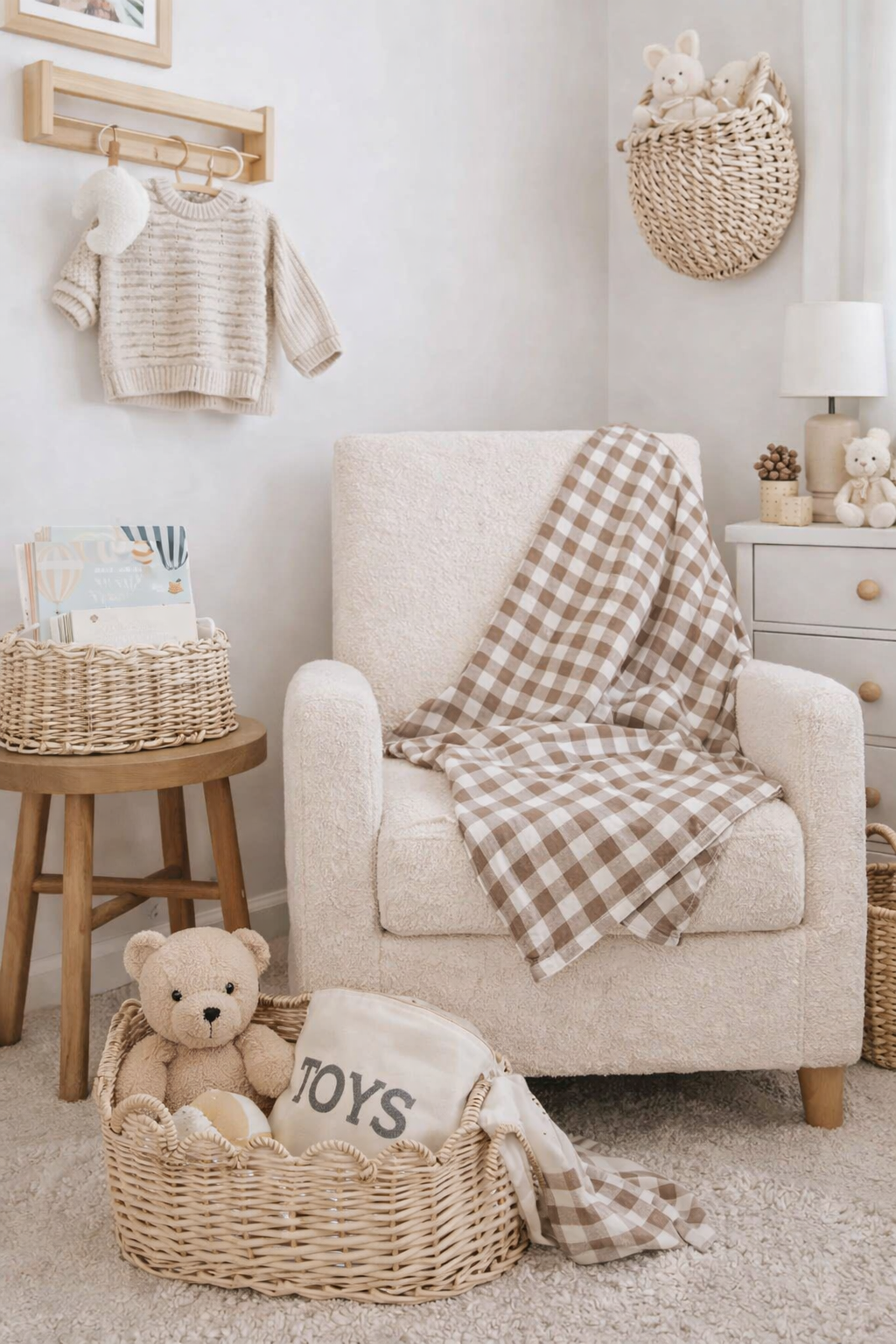 Bamboo Muslin Swaddle Baby Blanket (Mocha Checkers)