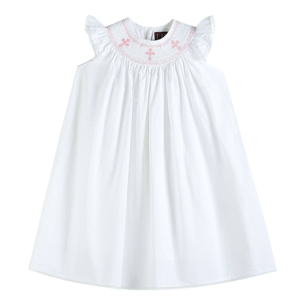White and Pink Cross Bishop Dress