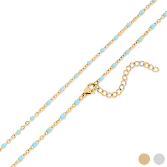 Turquoise Chain Necklace 18K Gold PVD