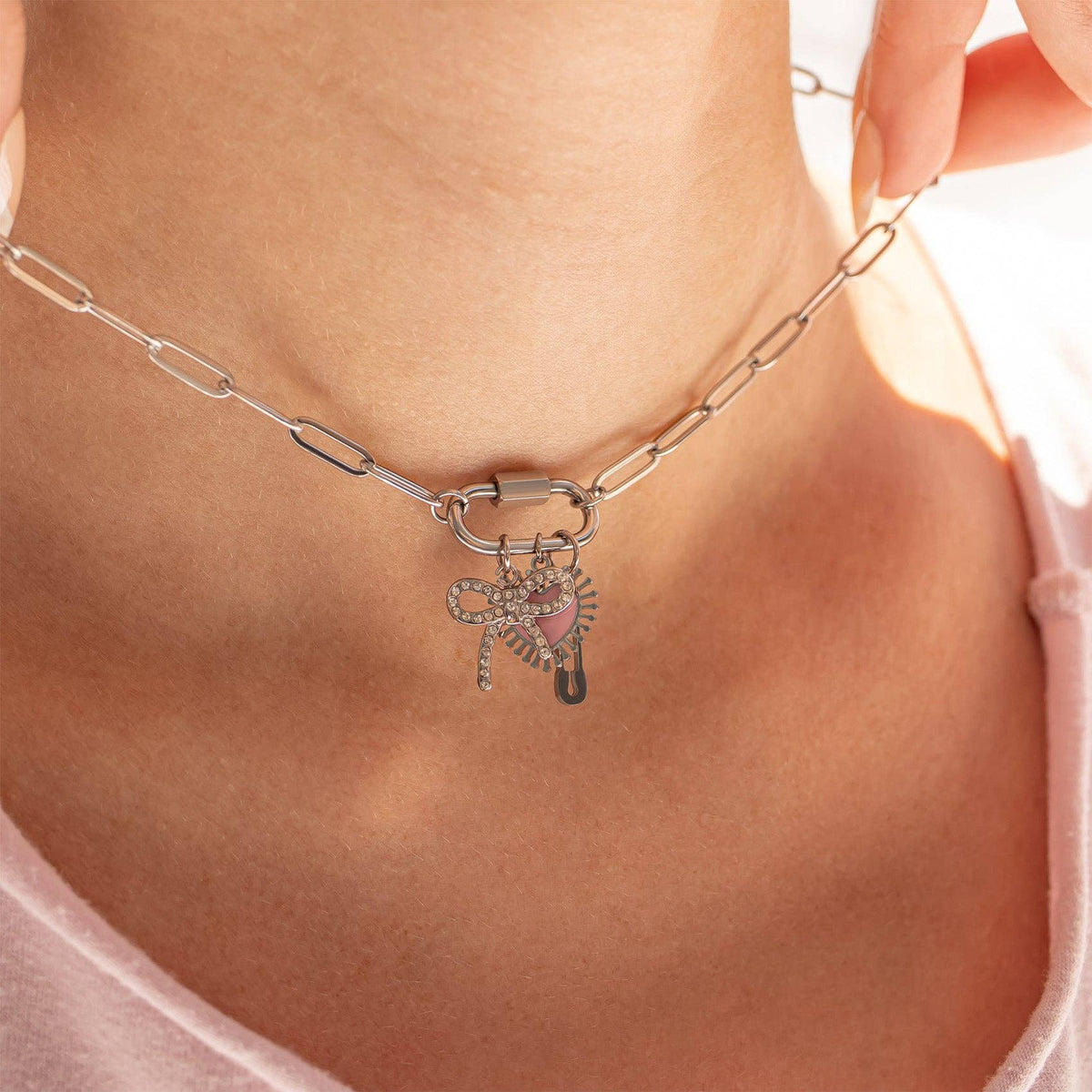 Paperclip Carabiner Necklace 18K PVD
