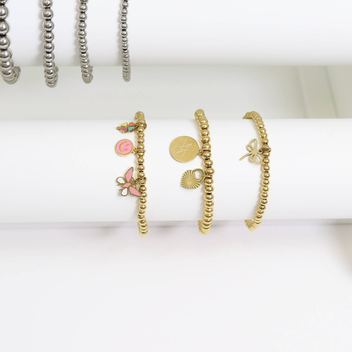 Gold Beaded Stretch Bracelet