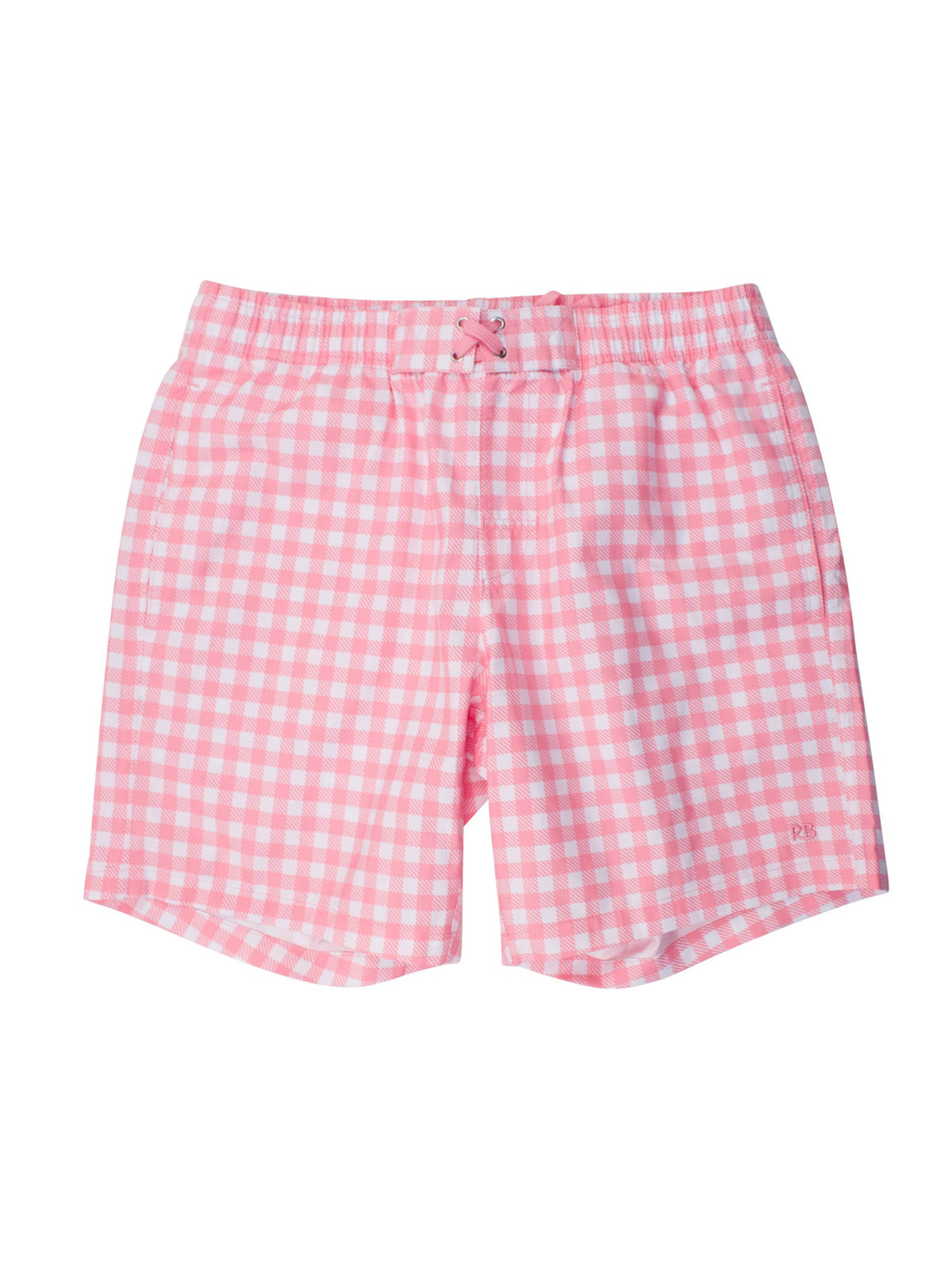 Men's Bubblegum Gingham Swim Trunks: Pink / Men's S