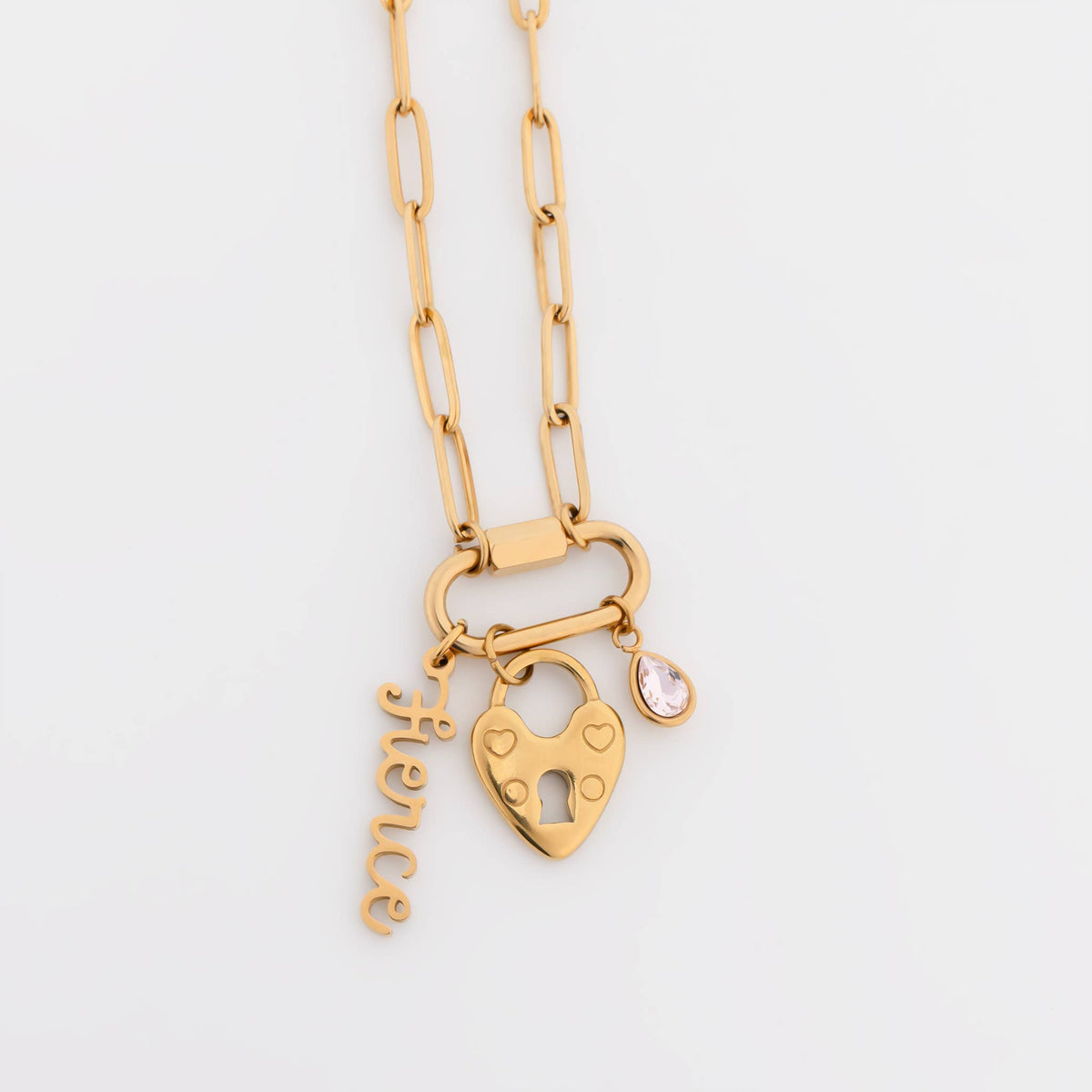 Paperclip Carabiner Necklace 18K PVD