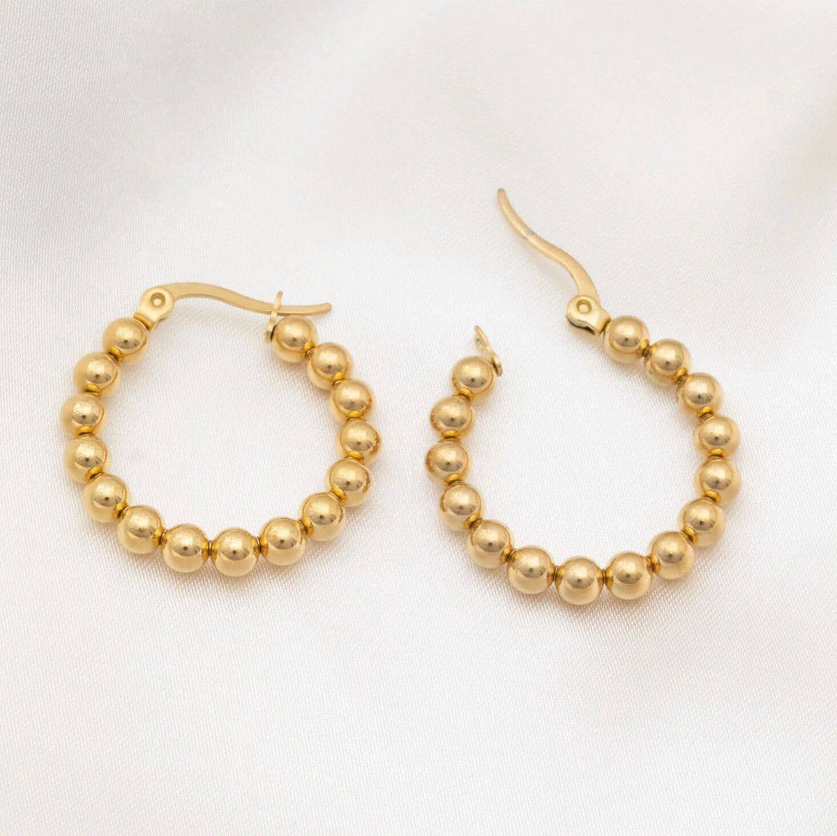 18K Gold PVD Ball Hoop Earrings
