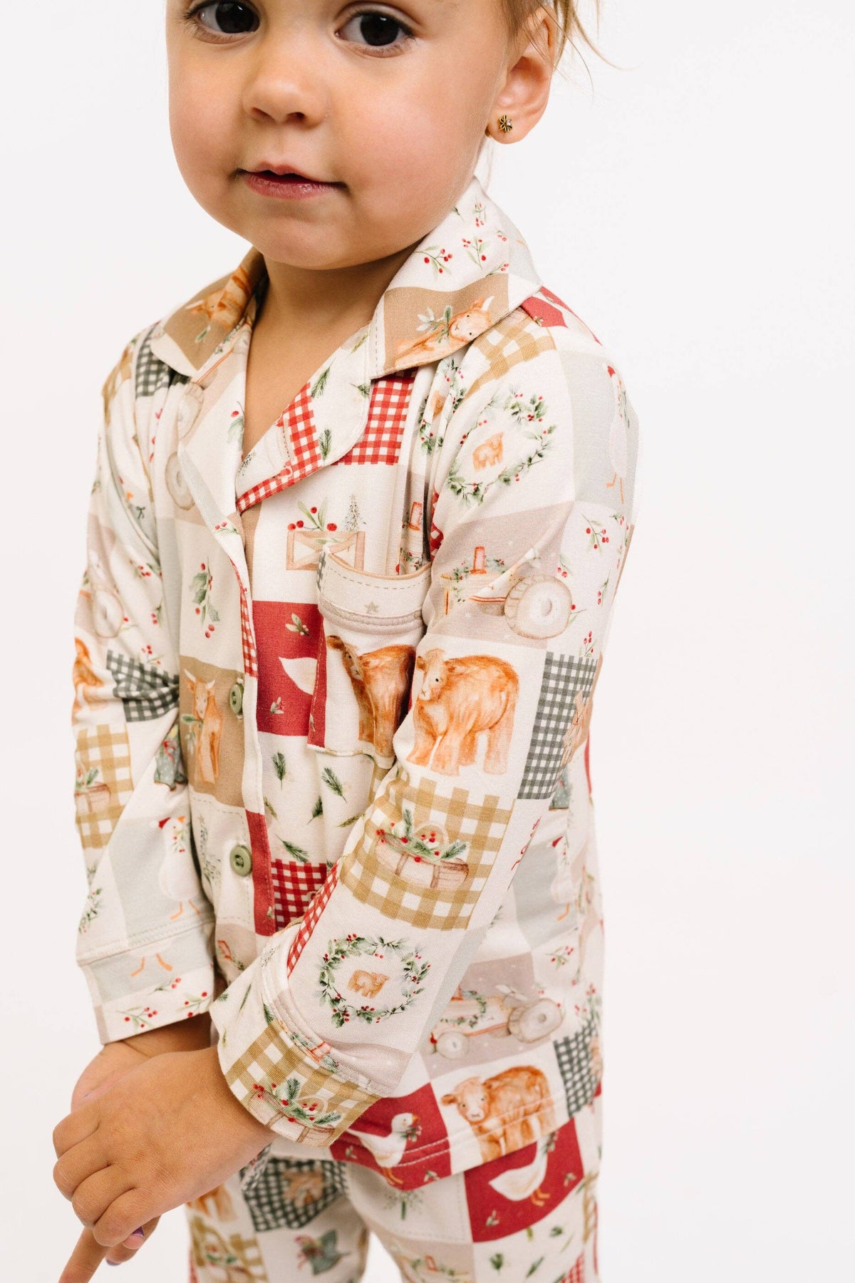 Country Christmas Kid Button Up