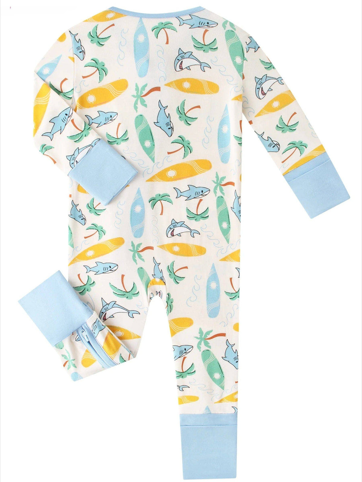 Posh TOT Surf's Up Bamboo Baby Convertible Zippy Romper: 6-12M