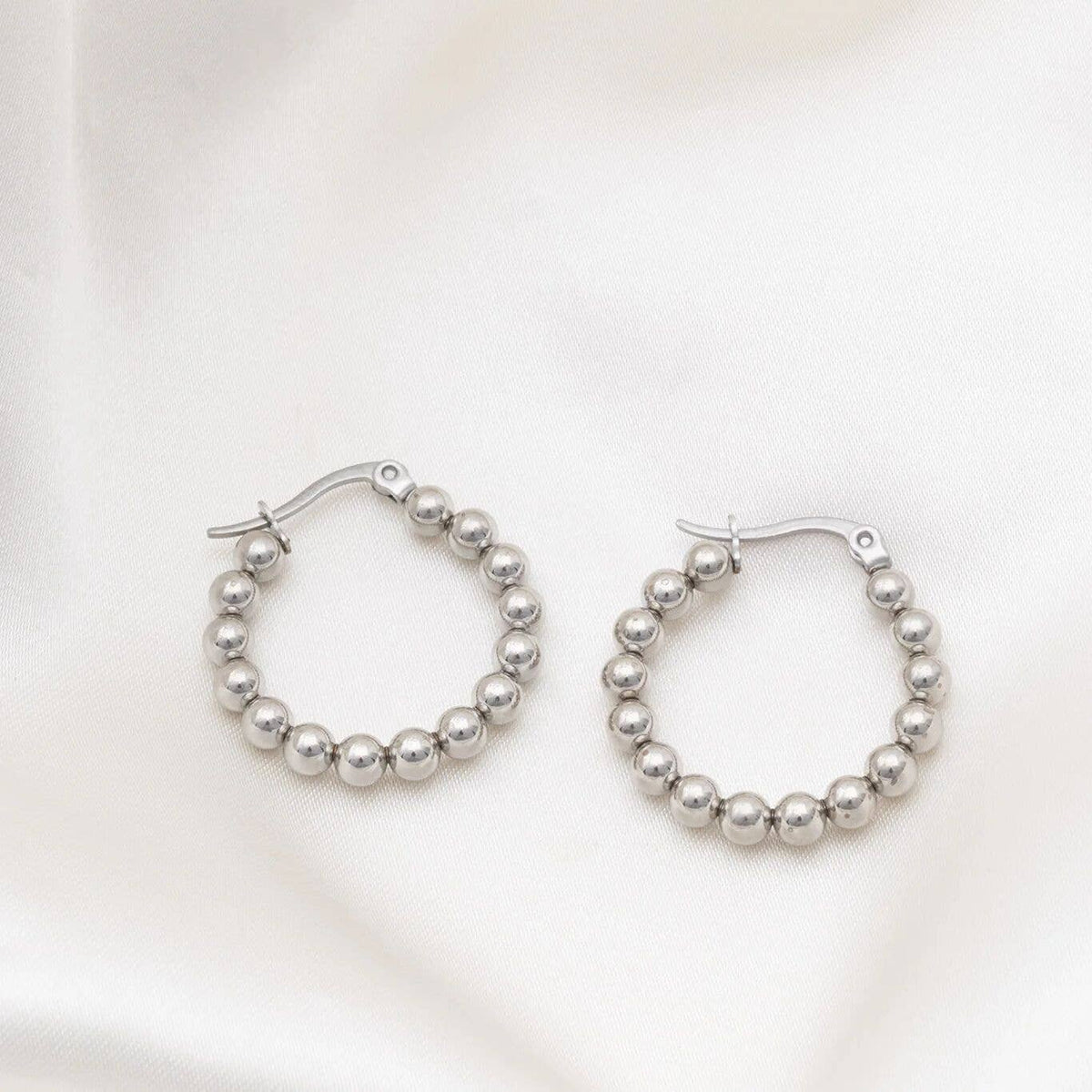 18K Gold PVD Ball Hoop Earrings